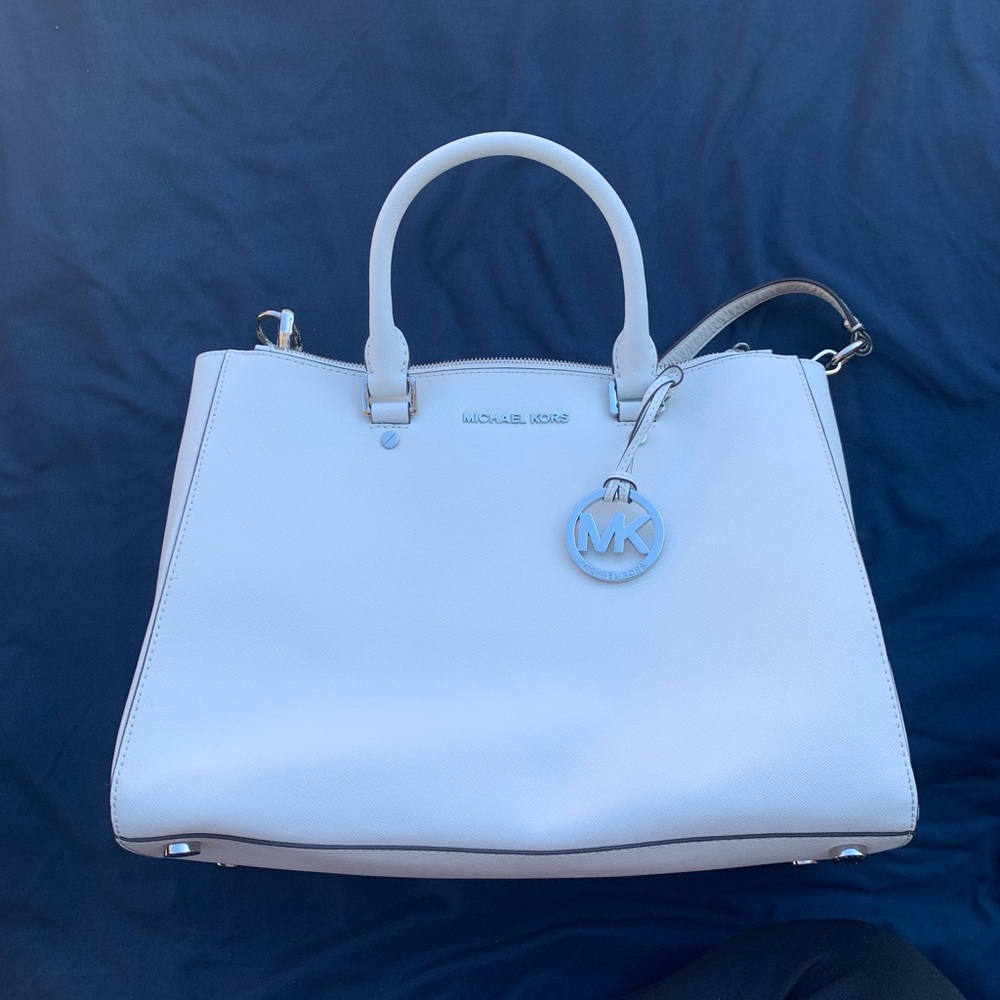 Michael Kors Sutton White Leather Satchel